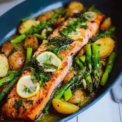 Gefülltes Lachsfilet mit Spargel & Kartoffeln