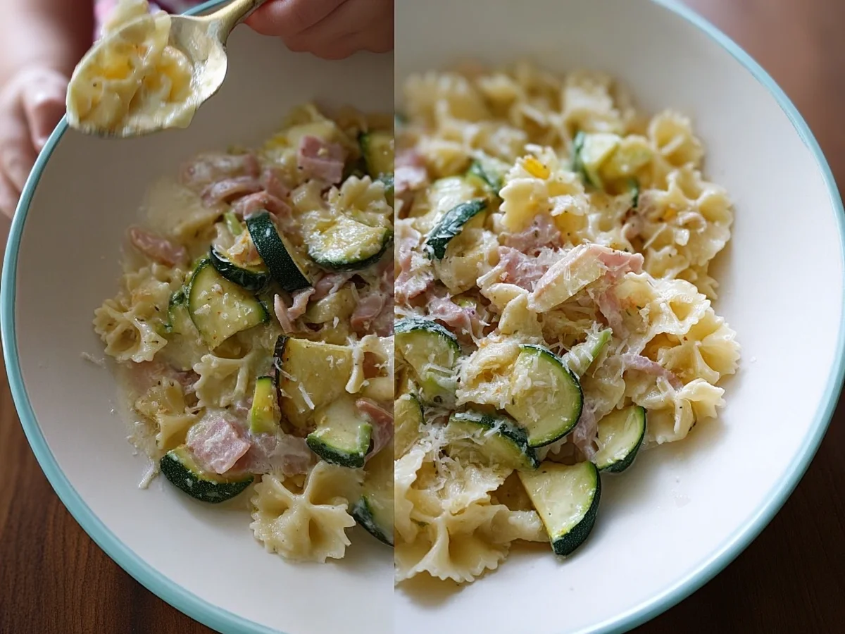 Gesunde Baby Carbonara: Zucchini & Putenschinken - Beitragsbild
