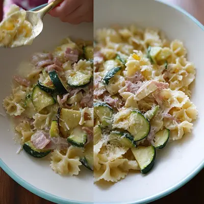 Gesunde Baby Carbonara: Zucchini & Putenschinken