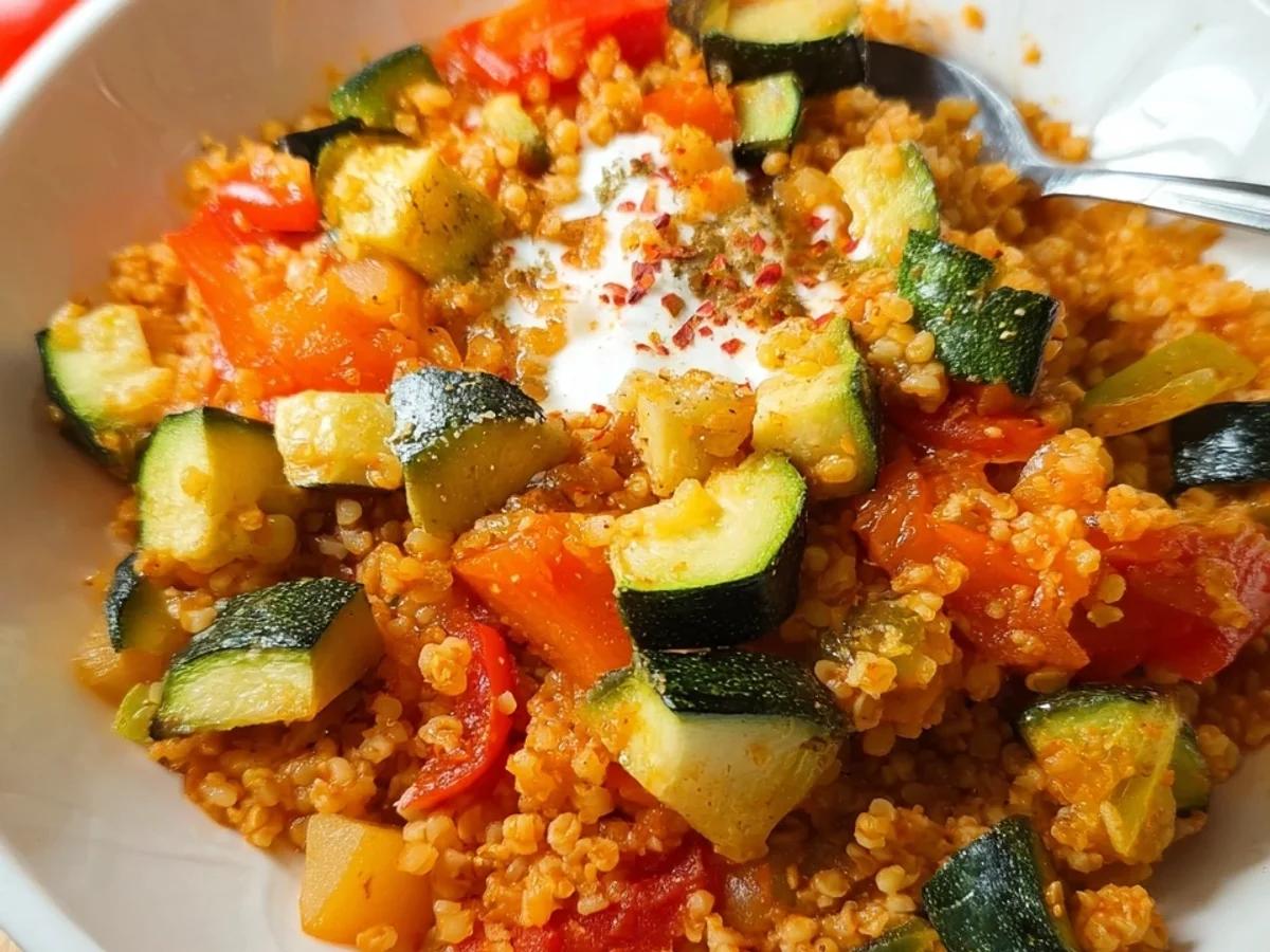 Gesunde Bulgurpfanne mit Gemüse: Schnell & Lecker - Beitragsbild