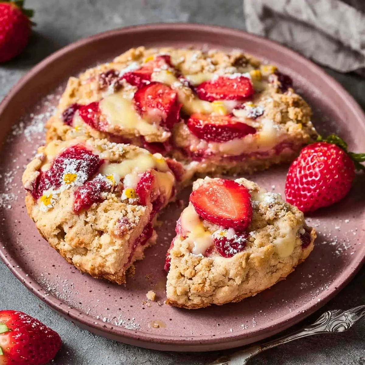Glutenfreie & vegane Erdbeer-Pudding Streuseltaler
