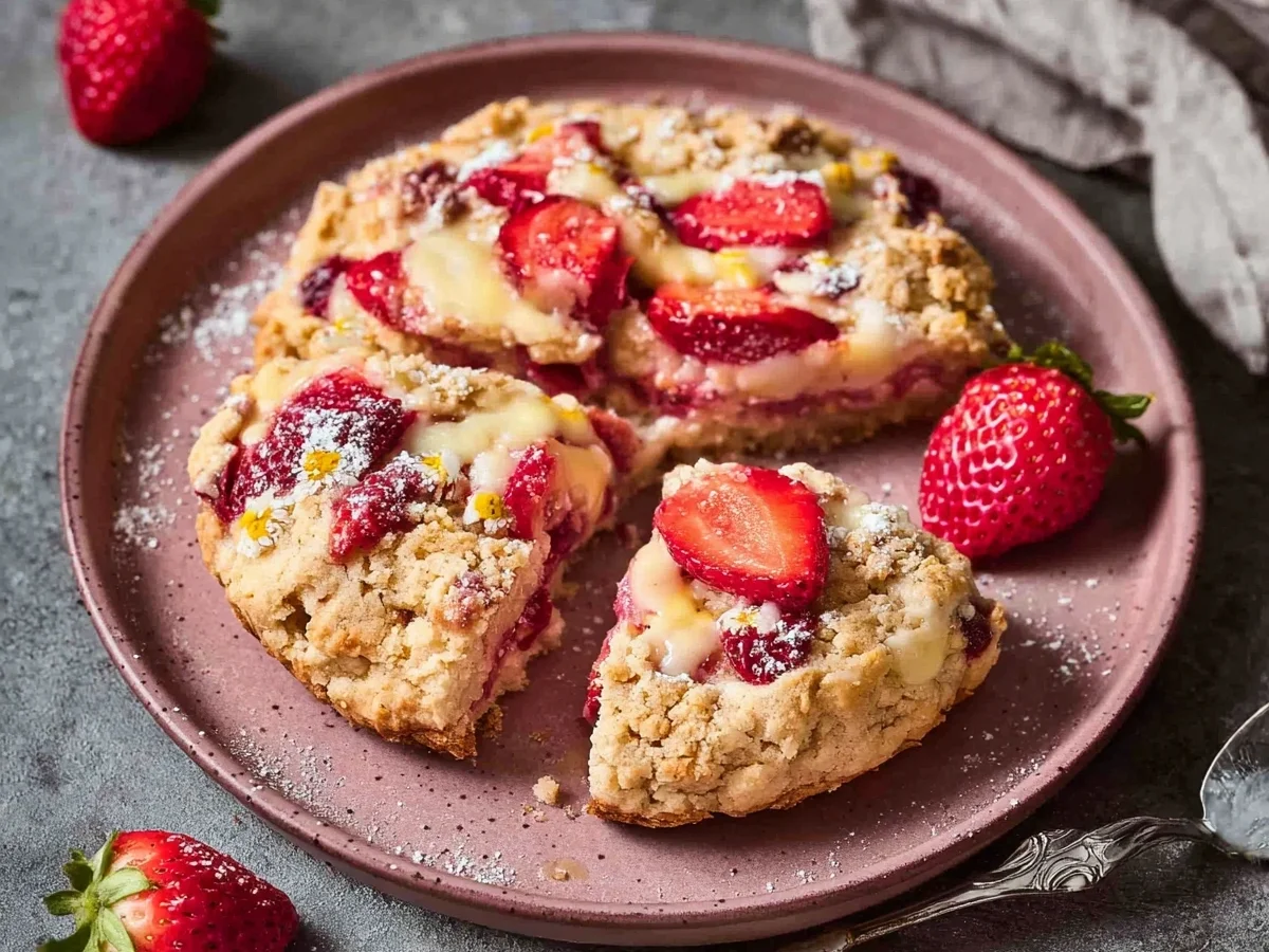 Glutenfreie & vegane Erdbeer-Pudding Streuseltaler - Beitragsbild