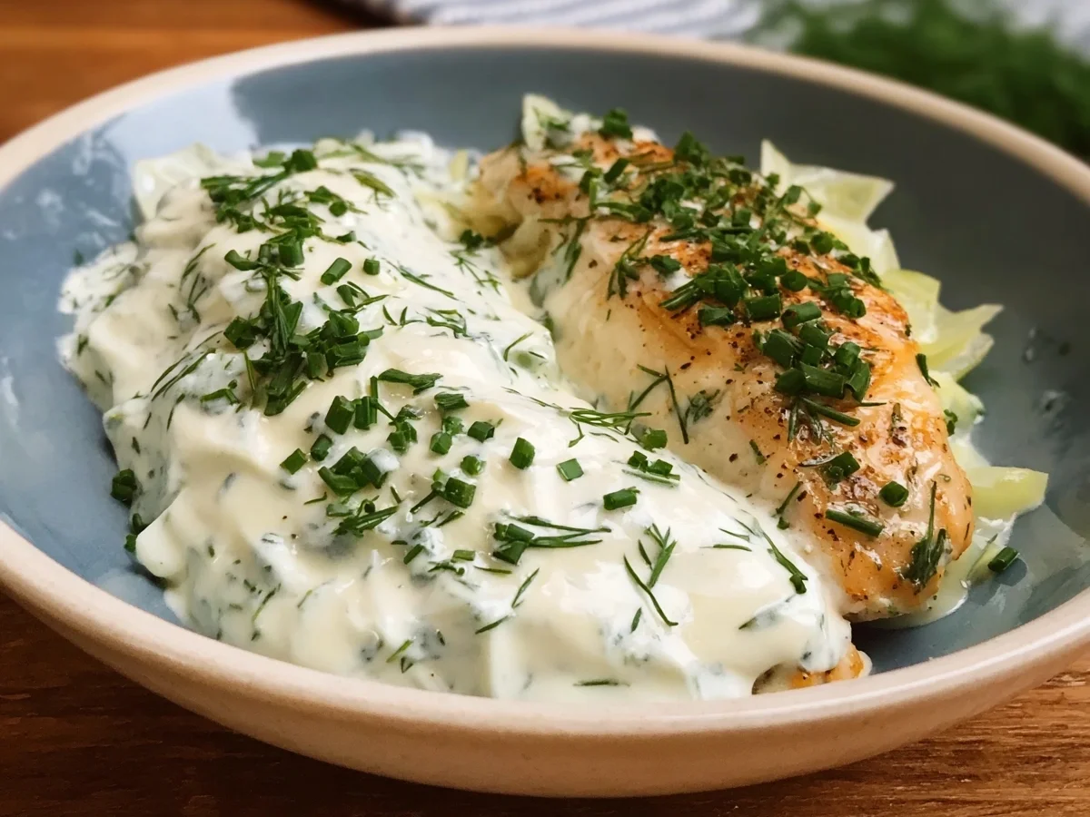 Helle Kräutersauce: Einfaches Rezept für Fisch & mehr - Beitragsbild