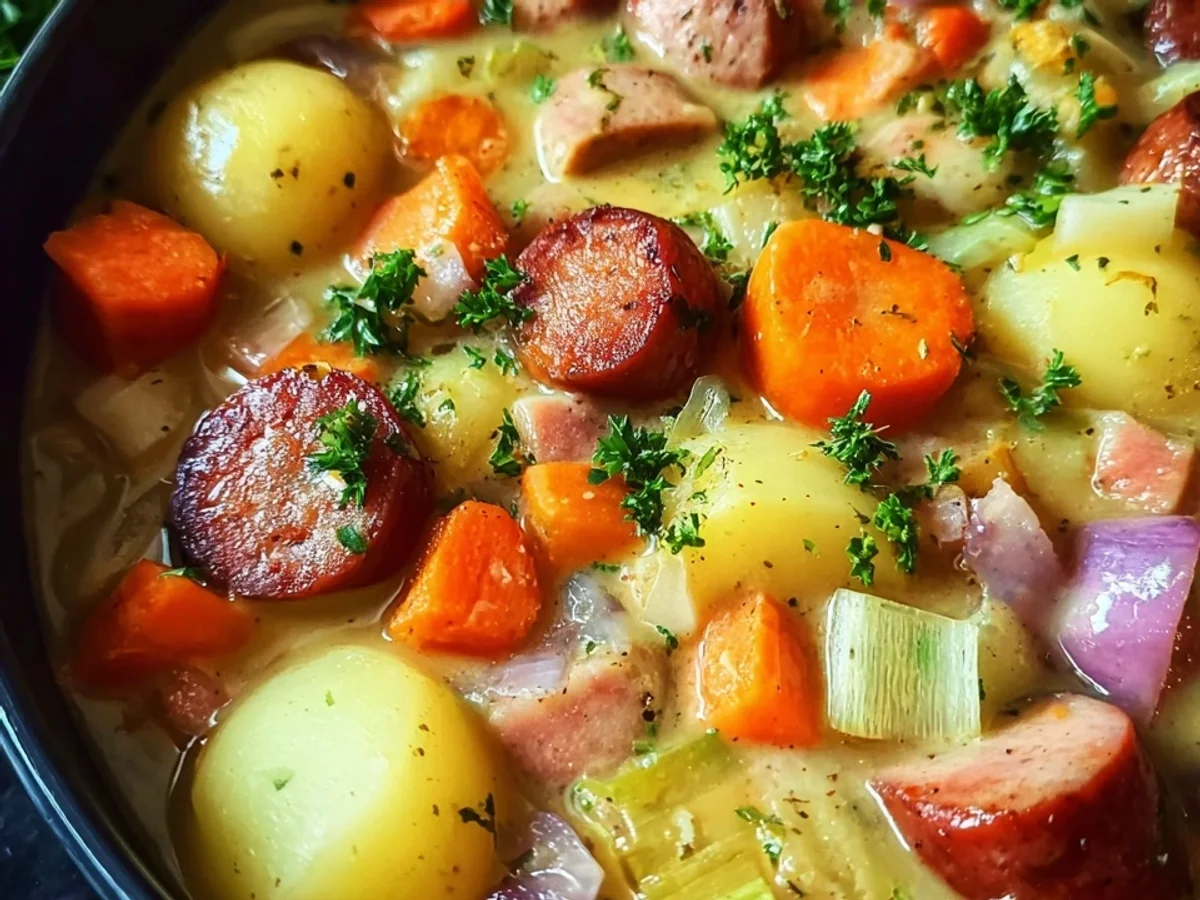 Herzhafter Eintopf mit Kartoffeln & Rindswürstchen - Beitragsbild