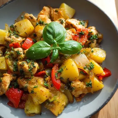 Hähnchen Kartoffel Pfanne mit Gemüse Einfach