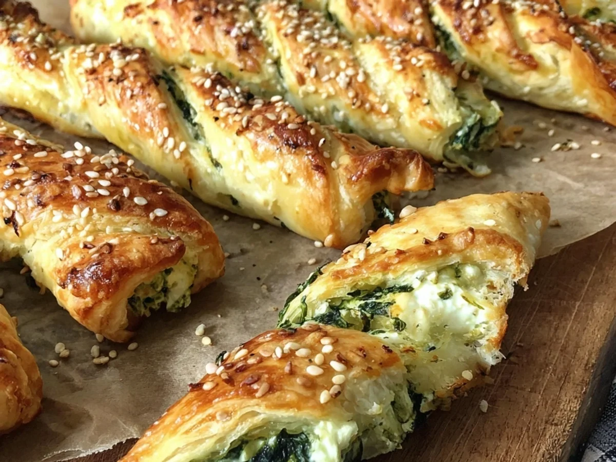 Knusprige Feta Spinat Blätterteigstangen: Einfach & Lecker - Beitragsbild