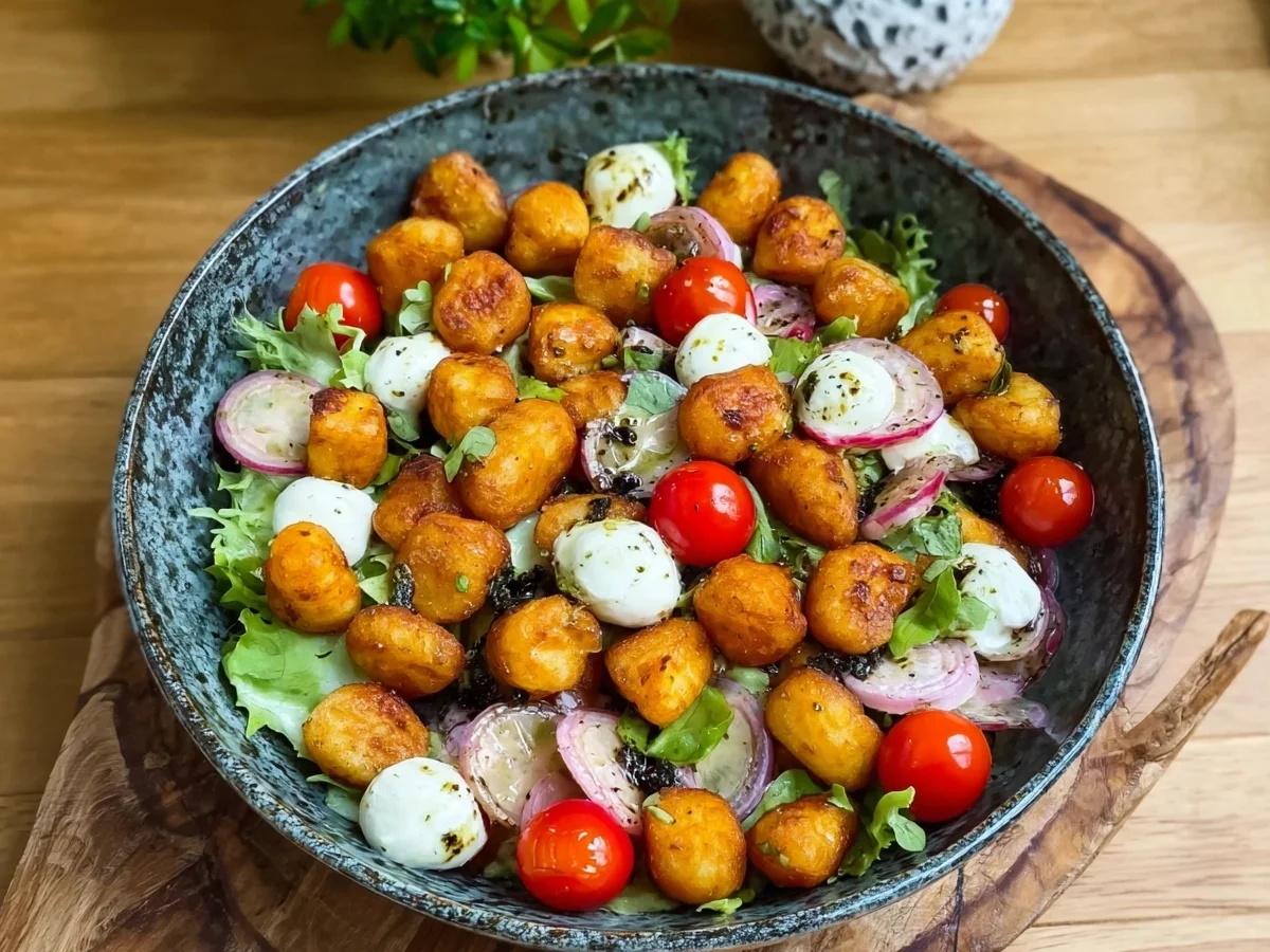 Knuspriger Gnocchi Salat: Schnell & einfach zubereitet - Beitragsbild