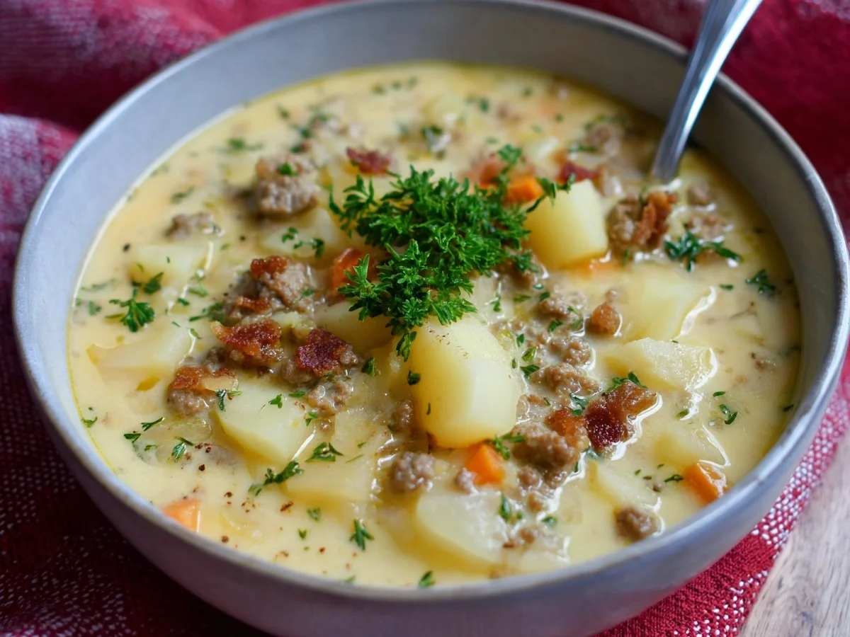 Kohlrabisuppe mit Hackfleisch: Cremig, Würzig, Low Carb - Beitragsbild