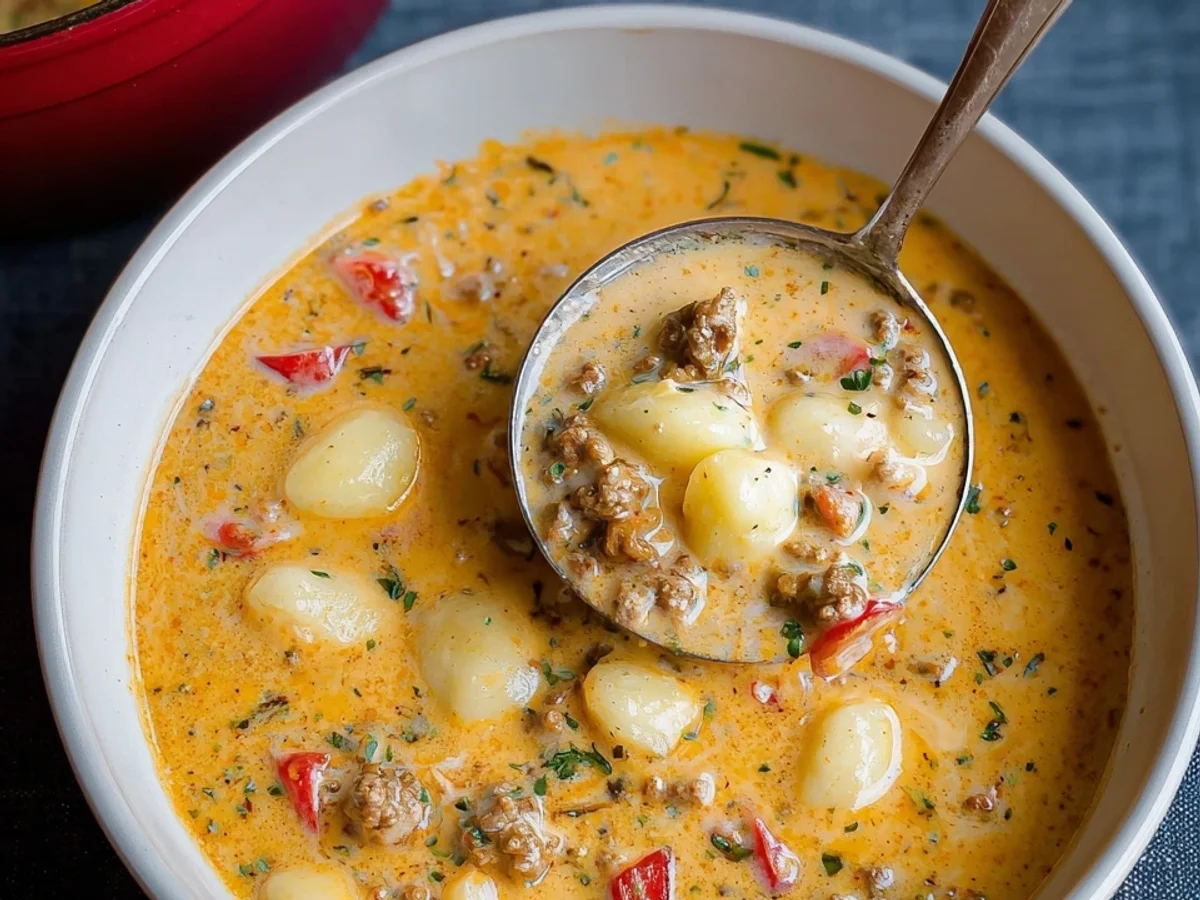 Käse-Hack-Gnocchi-Suppe: Herzhaft & einfach - Beitragsbild
