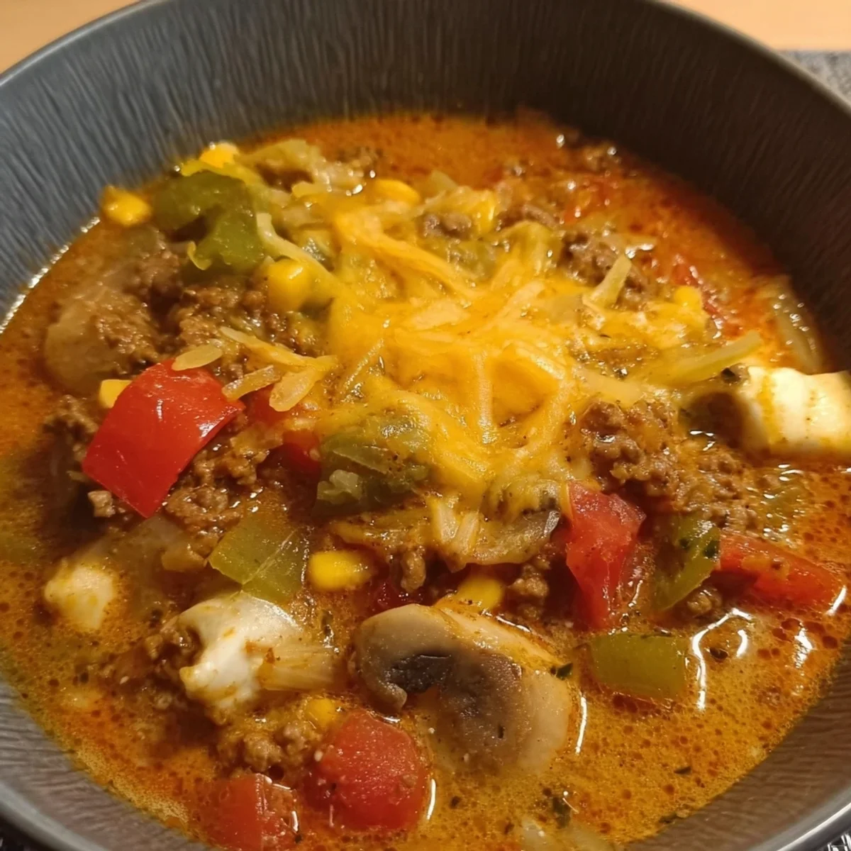 Low-Carb Pizzasuppe mit Hackfleisch: Schnell & Einfach