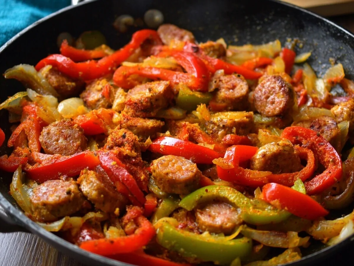 Low Carb Zwiebel-Bratwurst-Pfanne: Herzhaft & Feurig - Beitragsbild