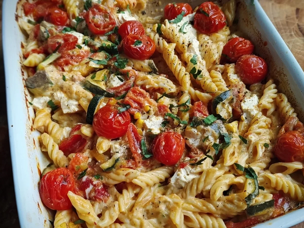 Mediterrane Feta Pasta aus dem Ofen: Einfaches Hauptgericht - Beitragsbild