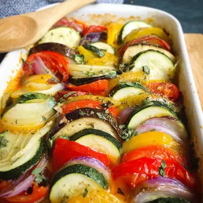 Ofen-Ratatouille: Einfaches Low-Carb Gemüsegericht