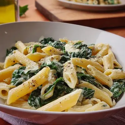 Penne mit Spinat-Gorgonzola-Sauce: Cremig & schnell