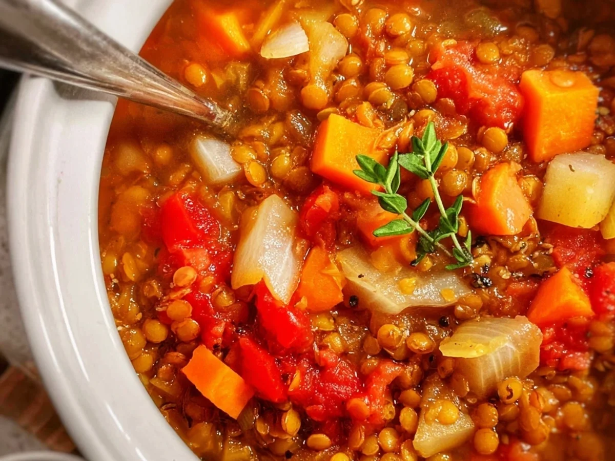Rote Linsen Eintopf: Schnell, Einfach & Gesund kochen - Beitragsbild