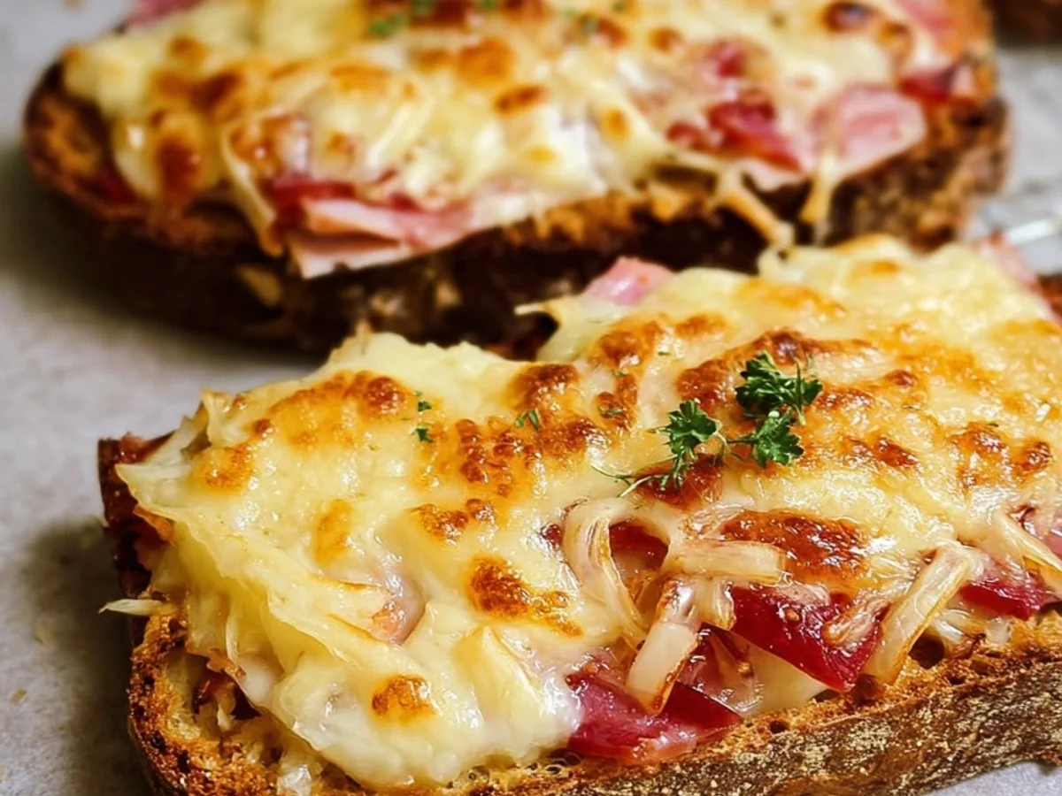 Schnelle überbackene Brote mit Puten-Schinken & Käse - Beitragsbild