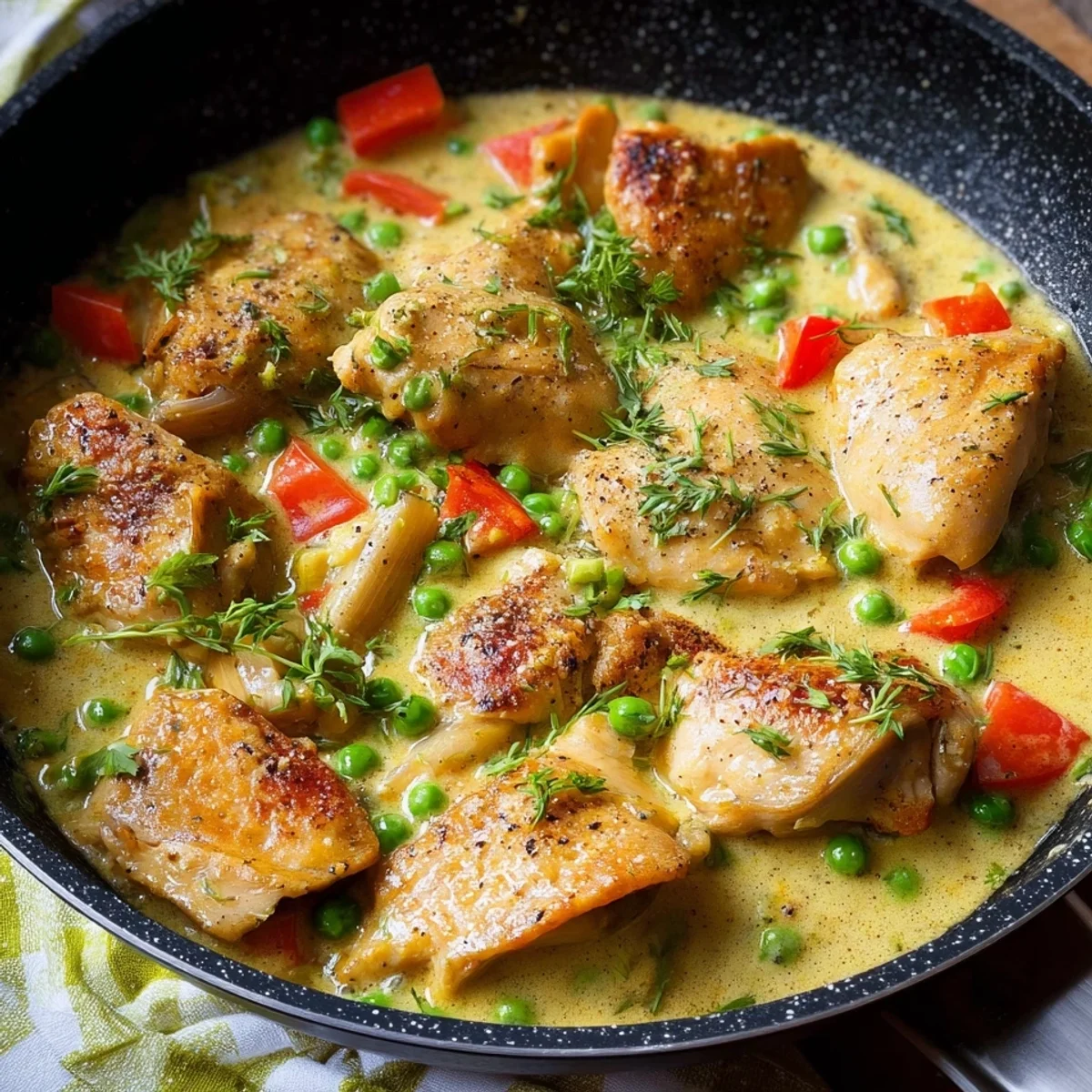 Schnelle Hähnchenpfanne mit cremiger Senfsauce