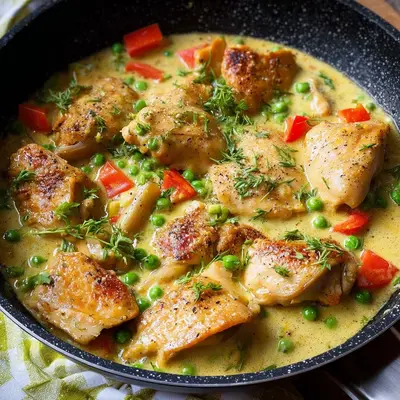 Schnelle Hähnchenpfanne mit cremiger Senfsauce