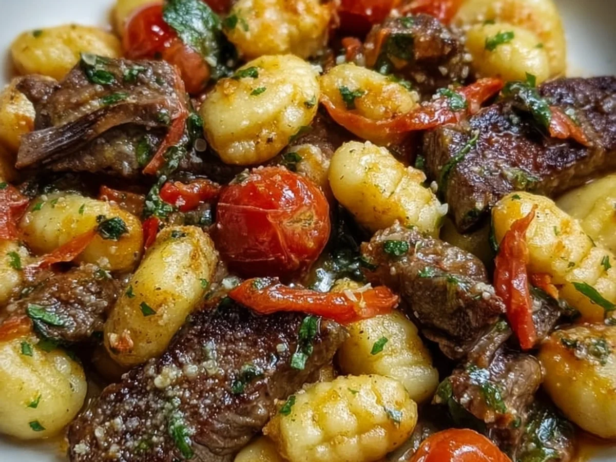 Schnelles Gnocchi mit Rinderfilet & Kirschtomaten - Beitragsbild