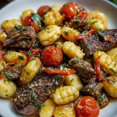 Schnelles Gnocchi mit Rinderfilet & Kirschtomaten