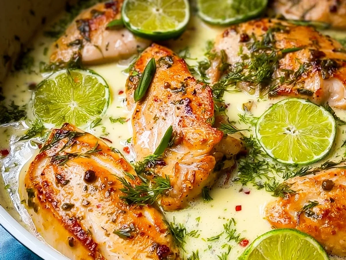 Schnelles Hähnchen in Kokos-Limetten-Soße - Beitragsbild