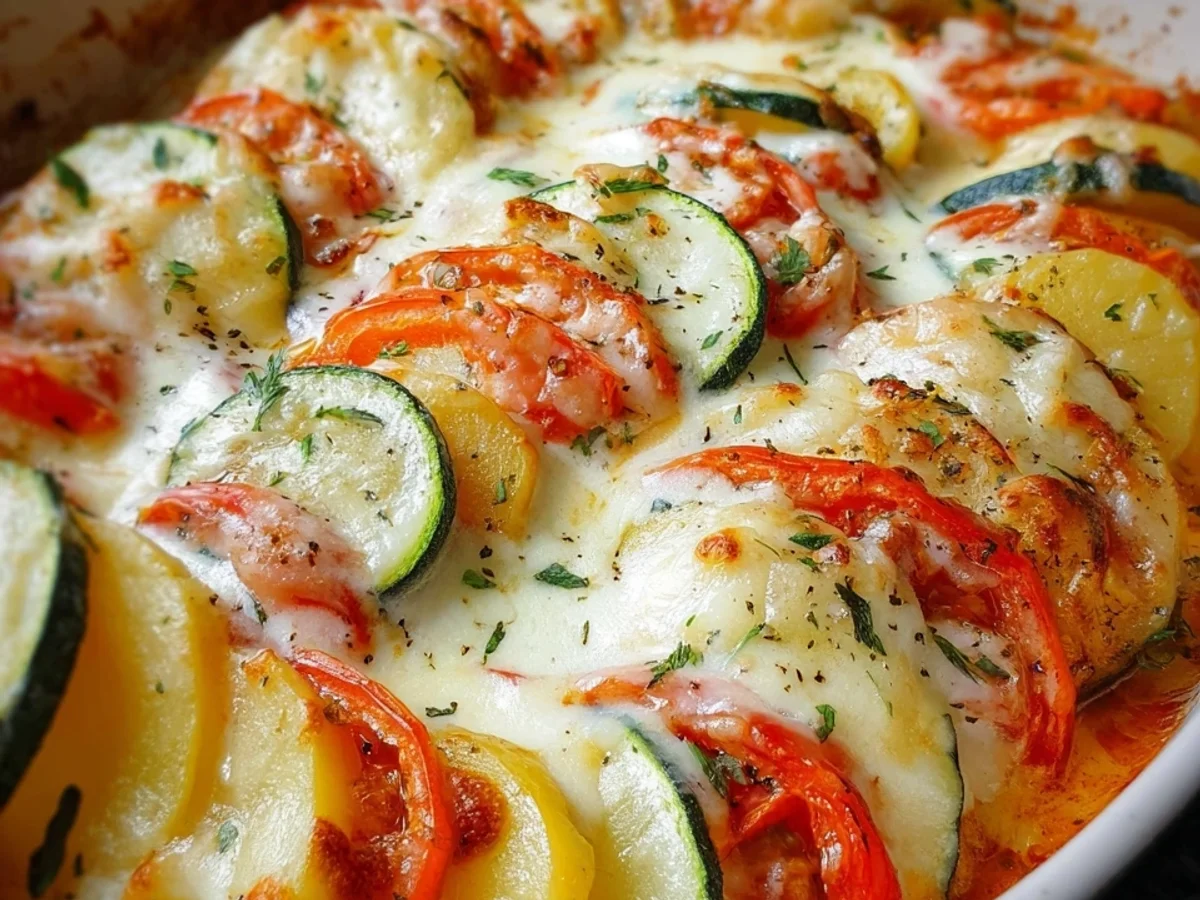 Tomaten-Zucchini-Kartoffel-Gratin: Herzhaft & Vegetarisch - Beitragsbild