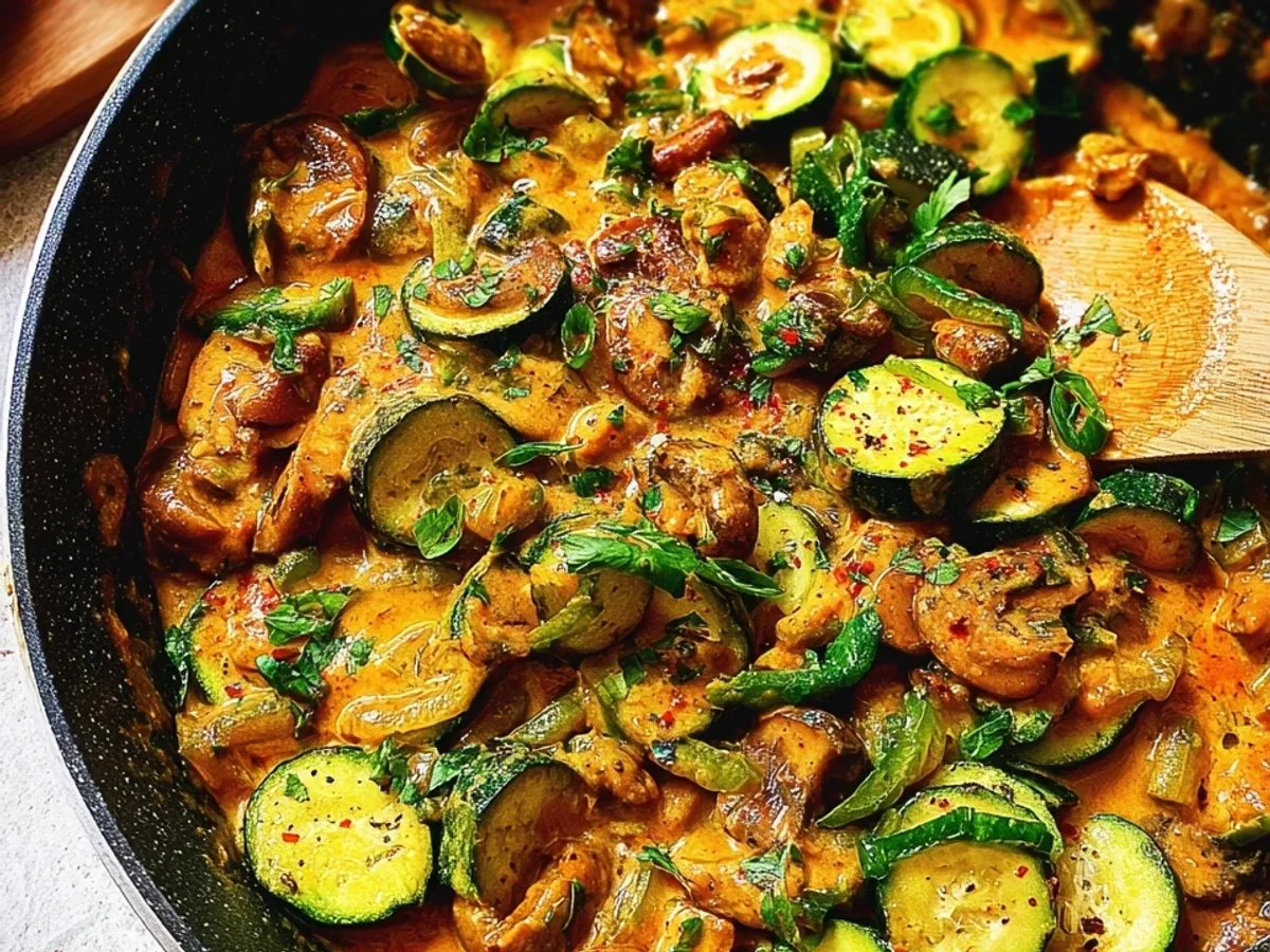 Zucchini-Bohnenpfanne mit Erdnussbutter: Schnell & Cremig - Beitragsbild